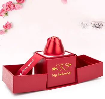 Dirbtinių gėlių pumpurų rose kūrybos rose formos papuošalų dėžutė meilės prisipažinimas dovanų dėžutėje Valentino diena, vestuvių namų puošybai