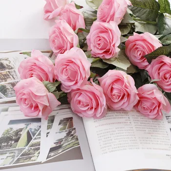 Dirbtinių rožių Žiedai Aukštos Kokybės Nekilnojamojo Touch Namų Dekoravimo Reikmenys, Gėlės, Vestuvių Gėlės Dekoracija Stalo Namuose