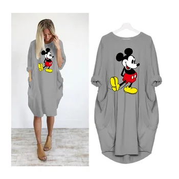 Disney Mickey Minnie Mouse Suknelė Moterims nereguliarus Animacinių filmų Modelis Atsitiktinis O-Kaklo Suknelės Moterims Vasaros Plius Dydis Vestido 2020 M S-5XL
