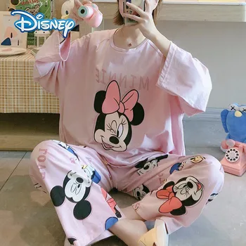 Disney Moteris Animacinių filmų Mickey Minnie Simba Spausdinti Marie Katė Pižama Mergina ilgomis Rankovėmis Chip 'n' Dale Atsitiktinis Palaidų Pieno Šilko Kombinezonas 2021