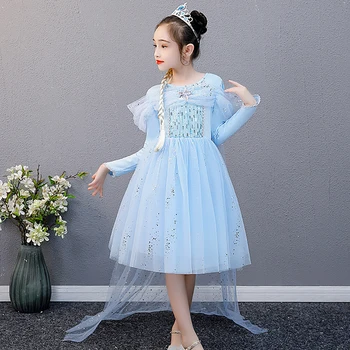 Disney Princesė Elsa Dress Helovinas Šalis Užšaldyti 1 Tiulio Suknelė Mergaitės Sniego Karalienė Išgalvotas Kostiumų Karnavalas Elsa Cosplay Frock