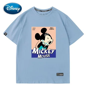 Disney Stilingas, Mielas Peliukas Mikis Animacinių Filmų Laišką Išspausdinti O-Kaklo Megztinis Trumpomis Rankovėmis T-Shirt Mados Moterų Prarasti Tee Viršūnes 5 Spalvų