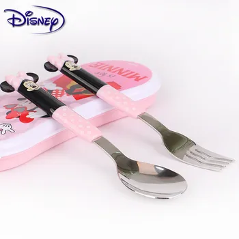 Disney baby mokymosi valgyti mokymo šaukštas 1-2 metų amžiaus kūdikiui nerūdijančio plieno stalo įrankiai vaikams, šaukštas šakutė rinkinys