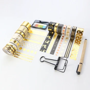 Domikee Mielas kūrybos aukso folija dekoratyvinis washi tape rulonais rinkinys 