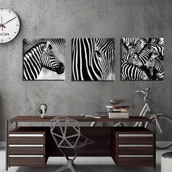 Drobė HD Spaudinių Paveikslų 3 Gabalus Zebrai Gyvūnų Plakatai Sienos Menas, Juoda Balta Nuotraukas Modulinės Kambarį Pagrindų Namų Dekoro