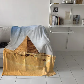 Egipto Piramidė Dykumoje Mesti Antklodę Lovatiesė Minkštos Vilnos Antklodė Oro/Sofa/Patalynė Žiemos Drobulė