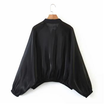 Elegantiškas moteris, juodas švarkas 2020 metų mados rudenį lady organza užtrauktukas, striukės atsitiktinis moterų skrydžio jecket merginos prašmatnus trumpų striukė