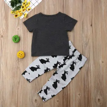 Emmababy Medvilnės Bamblys Vaikas Berniuko Velykų Drabužius T-Shirt Viršūnes+Ilgi Antblauzdžiai Apranga Rinkinys