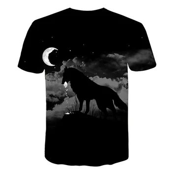 Europoje ir Amerikoje Vyrams trumpomis Rankovėmis Vasaros Viršūnes Vyrų Mados T-shirt Vyrai 6XL 2020 Naujausias Wolf 3D Spausdinimo Juokingas Cool T-Shirt