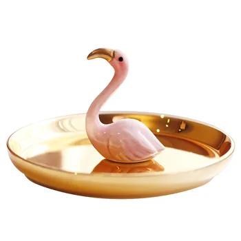 Europos ir Amerikos aukso keramikos flamingo dekoratyvinės plokštės papuošalų laikymo dėklas dovanų papuošalai stovo