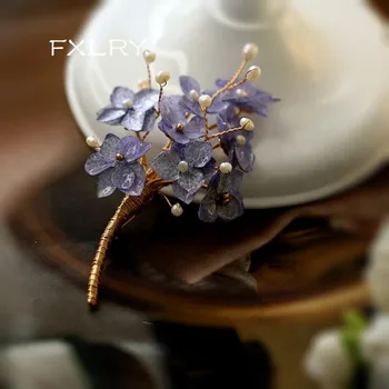 FXLRY Originalus Rankų darbo Natūralių Gėlavandenių Perlų Derliaus Konservuoti Gėlių Segė Megztinis Kailis Pin