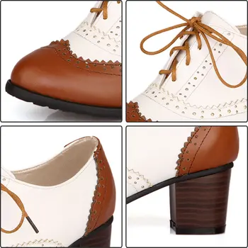 Fanyuan 2021 Dizaineriai moterims Siurbliai, Sumaišyti suvarstomi Vyriški Batai aukštakulniai Derliaus avalynė moteris Raižyti Brogue moterų batai