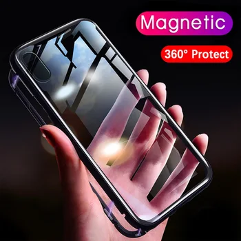 GETIHU Magnetinio Absorbcijos Telefono Dangtelį Atveju Magnetas Metalo Aišku + Grūdinto Stiklo Dangtelis, Skirtas 