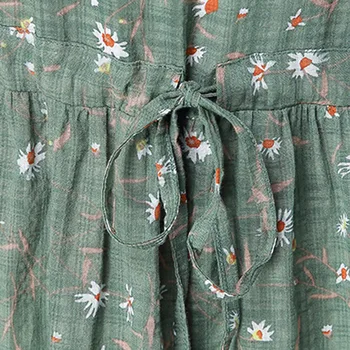 GUYUNYI Medvilnės, Lino Suknelės Atsitiktinis Gėlių Spausdinti Moterų Vasaros Suknelė Vintage Prarasti Juosmens sutraukimo juostelę Padarinių Plotis CX905