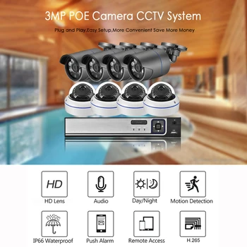 Gadinan 8CH 5MP NVR Rinkinys H. 265 3MP Garso IP kamerų Sistema, Apsaugos vaizdo Kameros IR Lauko Vandeniui CCTV Vaizdo Stebėjimo NVR Rinkinys