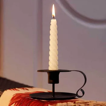 Geležies Europos Stiliaus Žvakidė Stovėti Žvakių Laikiklis Vintage Retro Stiliaus Klasikiniai Atrodo Siaurėjantys Turėtojas Matinis Juodas Vestuvių