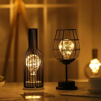 Geležies Tuščiaviduriai Iš Vyno Stiklo Butelis, Naktį Šviesos diodų (LED) Naktį Lempa Cafe Viešbučio Balkono Namų Puošybai