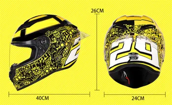 Geltona vilkas Grawing Dual Sporto Off Road Motociklo šalmas ATV Dirt Bike D. O. T sertifikuotos (M, geltona) visą veidą kasko už moto