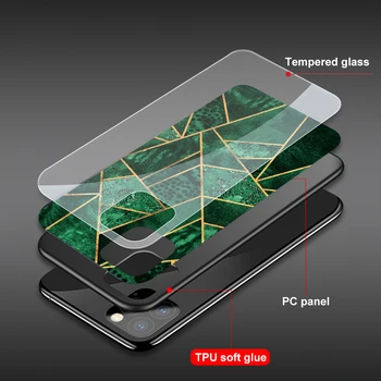 Geometrinis Marmuro Atveju iPhone 11 12 Pro Max Mini Cover for iPhone 7 8 6 6S X XR XS Max SE 2020 Plus Grūdintas Stiklas Telefono dėklas