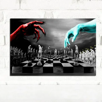 Gėrio ir Blogio Šachmatų Plakatų ir grafikos Paveikslai Tapyba Skandinavijos Šiaurės Juodos ir Baltos Sienos Nuotraukos, Vaikų Kambario Dekoravimas