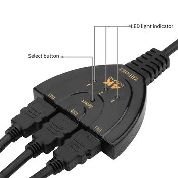HDMI Switcher 3x1 3 HDMI Įvesties Ir 1 Išvesties 4k 1080P 3D Adapteris, Splitter 