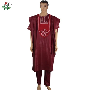 H&D Afrikos Vyrų Drabužiai 3 Gabalus Nustatyti Mens Dashiki Skraiste, Marškinėliai, Kelnės, Kostiumas trumpomis Rankovėmis T-shirt Vestuves Drabužiui Oficialią Aprangą