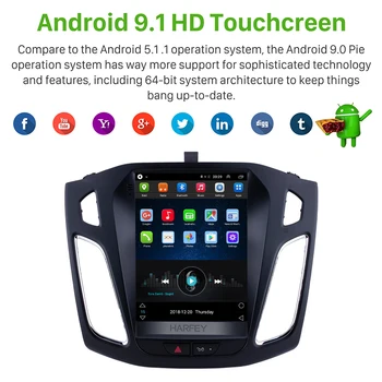 Harfey 9.7 colių Autoradio GPS Android 9.1 Automobilio Stereo Ford Focus 2012 2013 Galvos Vienetas Paramos OBD2 galinio vaizdo Kamera