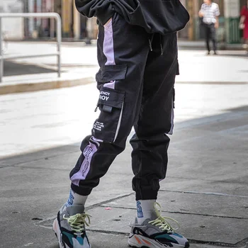 Hip-Hop Krovinių Kelnės Vyrams Streetwear Atsitiktinis Elastinga Juosmens Poilsiu Kelnės Vyrams Poilsiu Sweatpants Colorblock Harajuku Haremo Kelnės