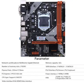 Huananzhi Darbastalio Plokštė B75 LGA1155 už i3 i5 i7 CPU Support ddr3 Atminties