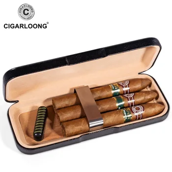 Humidoras Laikymo Dėžutė juoda Kelionės Cigarų Atveju Turėtojas Odos ir Kedro Medienos Cigarų Humidoras Rinkinys Drėkintuvas Priedai cy-0109