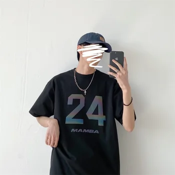 IiDossan 2020 Naujas Streetwear Atspindintis 24 3D Atspausdintas T Marškinėliai Vyrams trumpomis Rankovėmis Drabužius Moterims, Hip-Hop Viršūnes Aukštos Kokybės Trišakis