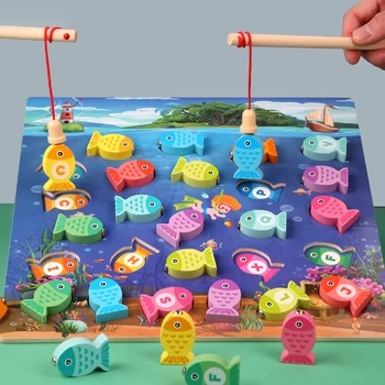Ikimokyklinio Mediniai Montessori Žaislai Magnetinio Žvejybos Žaidimas Kūdikių Įspūdį Mokymo Priemonių Anksti Švietimo Žaislai Vaikams Mergaitėms Dovanų