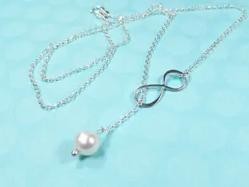 Individualizuoti silver rose gold vestuvių motinos nuotaka jaunikis Infinity perlų papuošalai pasiūlymą, dovanos su pastaba-kortelės