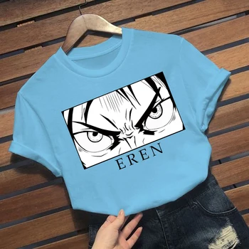 Išpuolis Titan Marškinėliai Anime Eren Yeager Akis Mens trumpomis Rankovėmis Marškinėlius Animacinių filmų Streetwear T-shirt Viršūnes Drabužiai