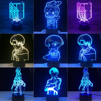 Išpuolis Titan Naktį Šviesos diodų (Led) MIKASA AKERMANO KAPITONAS LEVI Vaikams Dovanų Japonų Manga Anime MILŽINIŠKO TITAN CHIBI Anime