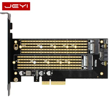 JEYI SK7 Serverio M. 2 NVMe SSD NGFF SATA Į PCIE3.0 X4 4X adapteris M Mygtukas B MYGTUKAS Dual Port card PCI-E3.0 Dviguba įtampa 12 V+3.3 V U. 2
