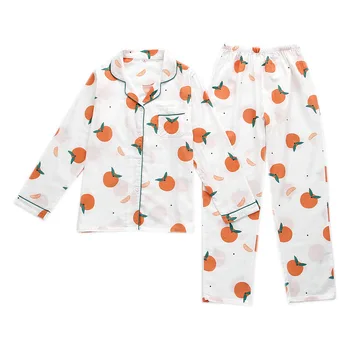 Japonijos pavasarį ir rudenį naujų ponios pižama kostiumas medvilnės mielas oranžinis ilgomis rankovėmis kelnės namų paslauga kostiumas moterims pajama rinkinys