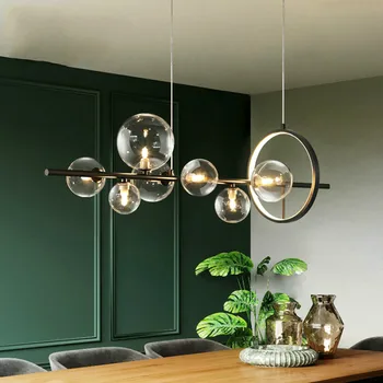 Juoda LED šviestuvo šiuolaikinės skaidraus stiklo burbulas umbra patalpų apšvietimas virtuvės, biuro, valgomojo kabo Pakabukas Lempa