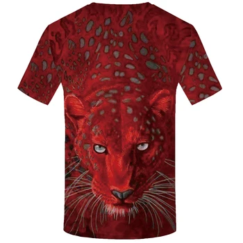 KYKU Leopard T marškiniai Vyrams, Gyvūnų T-shirt Spausdinti Marškinėlius Raudona 3d marškinėliai hip-hop tee kietas mens marškinėliai Hip-hop vasara Trumpas Rankovės