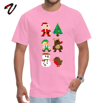 Kalėdų Dovana T-shirt Naujas Vyrų Marškinėlius 8-Bitų Kalėdų Elnias Medžio Santa Claus Spausdinti Viršuje Drabužių, O-neck Cotton Tee Marškinėliai Suaugusiųjų Įdomus