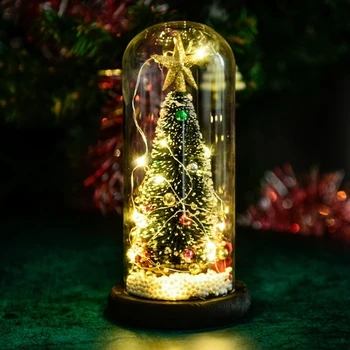 Kalėdų Tema LED Šviesos Xmats Medžių Fėja Styginių Šviesos Stiklo Kupolas Darbalaukio Kalėdų Žibintų Dekoro Kalėdų Papuošalų Pakabučiai
