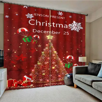 Kalėdų Užuolaidos Santa Claus Blackout Triukšmo Mažinimo Užuolaidos Naujųjų Metų Namų Dekoro Kalėdos Užuolaidų svetainė, Miegamasis