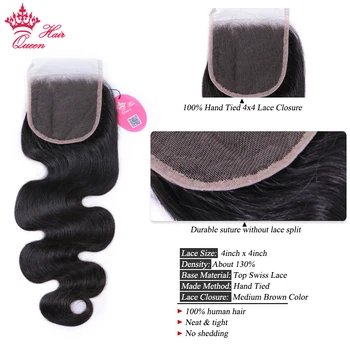Karalienė Plaukų Produktų, Peru Mergelės Žmogaus Plaukų, Kūno Bangų Paketų Su Nėrinių Uždarymo Natūralios Spalvos Susiejamos su Uždarymo