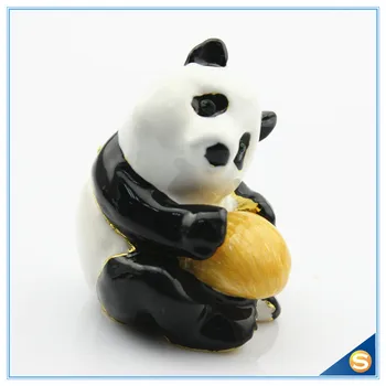 Karšto Pardavimo Metalų Lydinio, Gyvūnų Panda Su Rutulio Formos Pakabukas Langelį Saugoti Papuošalai