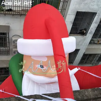 Karšto pardavimo 4m H Kalėdų pripučiamų dekoracijų,pripučiamų Kalėdų Laipiojimo Santa su logotipu skatinimo