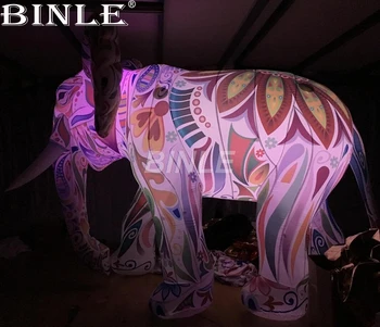 Karšto pardavimo LED airblowing stiliaus lauko apdailos spalvinga milžinišką pripučiamą dramblys didelis gyvūnų balioną už reklamos