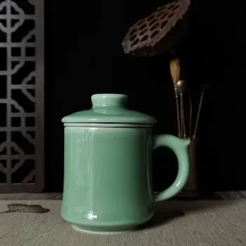 Kavos Puodelis Puodelis su Dangteliu ir Infuser Filtras 11oz Teacup Keramikos Drinkware Porceliano Indai Mikrobangų krosnelėje ir plauti Indaplovėje