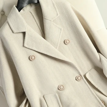Kašmyro palto, dvipusis vilnos paltas viduryje ilgos kovos su sezono kostiumą, liesas apykaklės korėjos versija, smėlio spalvos paltai