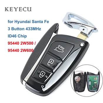 Keyecu Smart Nuotolinio Automobilio Raktas Fob 3 Mygtukai 433MHz ID46 Mikroschemą Hyundai Santa Fe (2012-m.) FCC ID: 95440 2W500 / 2W600