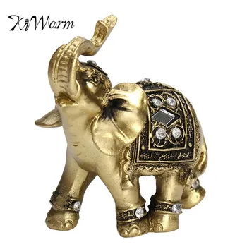 KiWarm Feng Shui Elegantiškas Elephant Trunk Statula Pasisekė Turto Statulėlės Amatų Papuošalai Dovana 